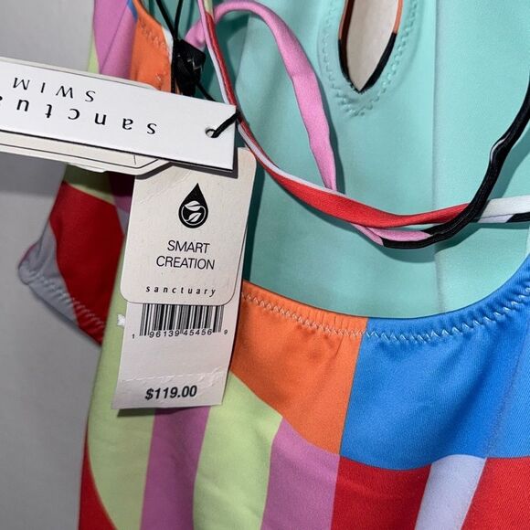 SANCTUARY Womens Cut-Out Stripe One-Piece Swimsuit Size XS - Picture 6 of 7